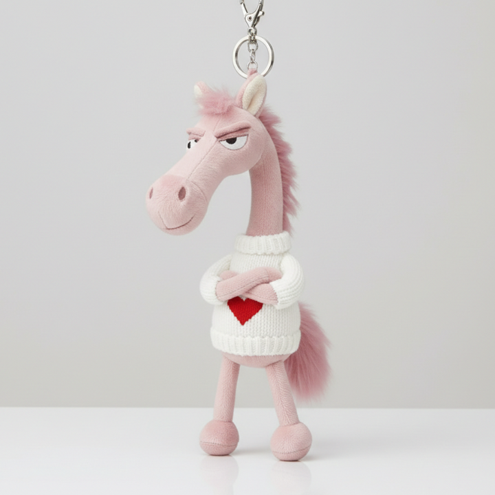 Cheeky Horse Heart Keychain - Pink