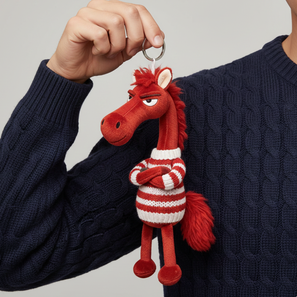 Cheeky Horse Red & White Heart Keychain