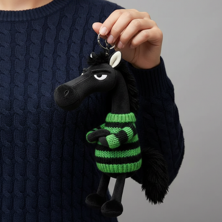 Cheeky Horse Black & Green Keychain