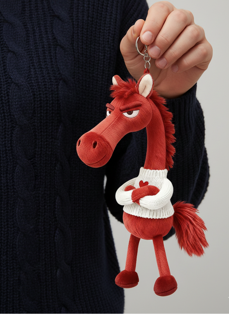 Cheeky Horse Red & White Heart Keychain