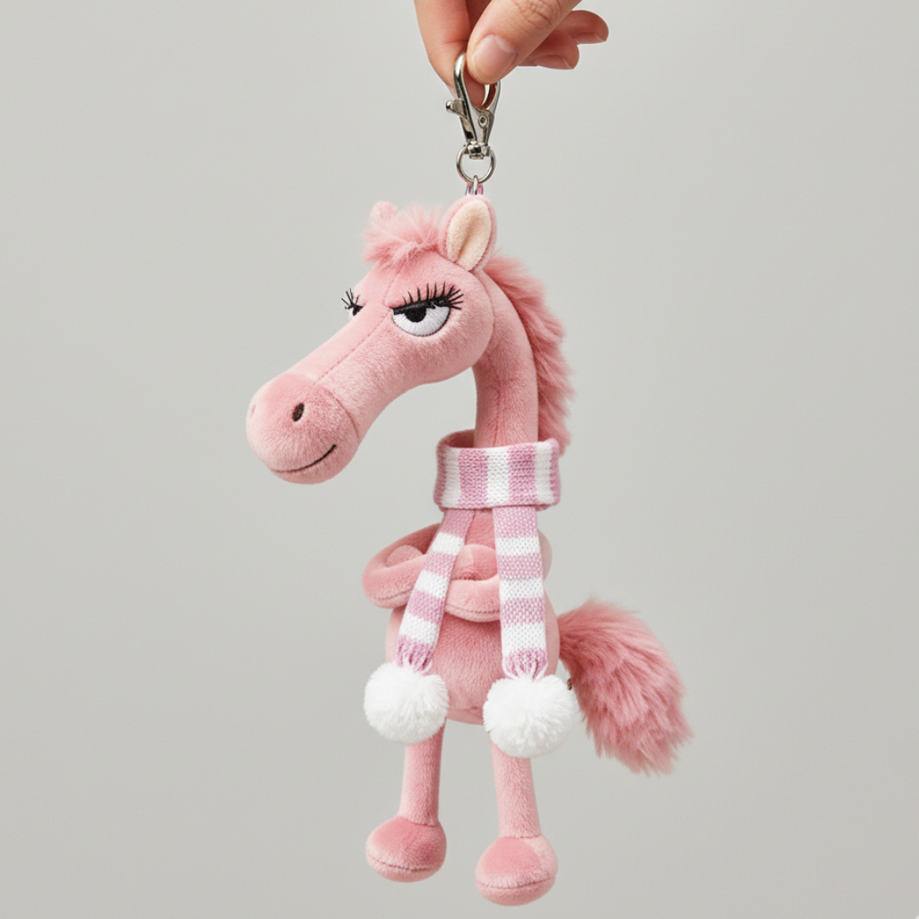 Cheeky Horse Pink & White Keychain