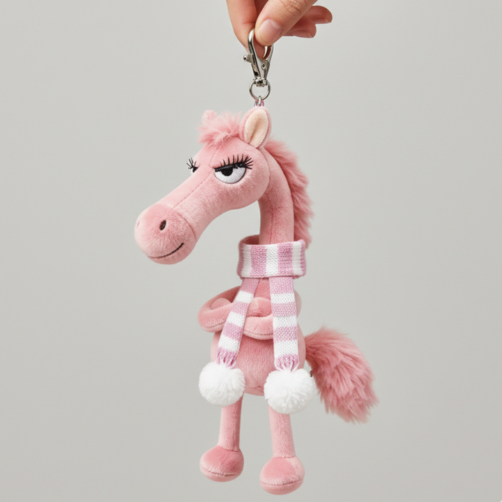 Cheeky Horse Pink & White Keychain