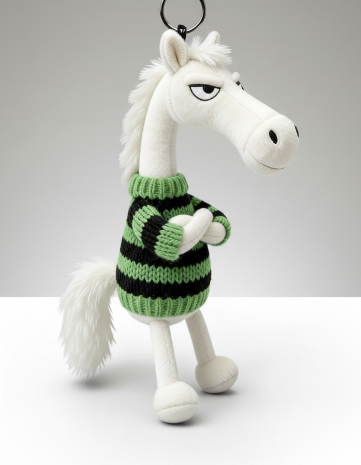 Cheeky Horse White & Green Keychain