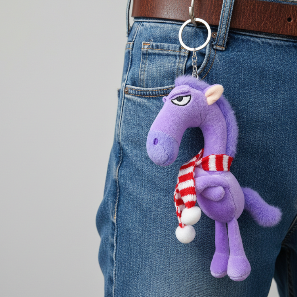Cheeky Horse Purple & Red Keychain