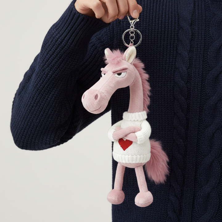 Cheeky Horse Heart Keychain - Pink