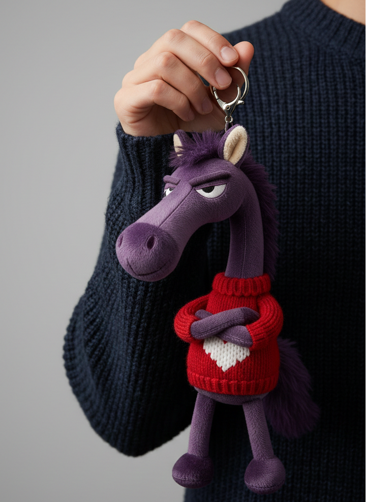 Sassy Horse Heart Keychain - Purple & Red