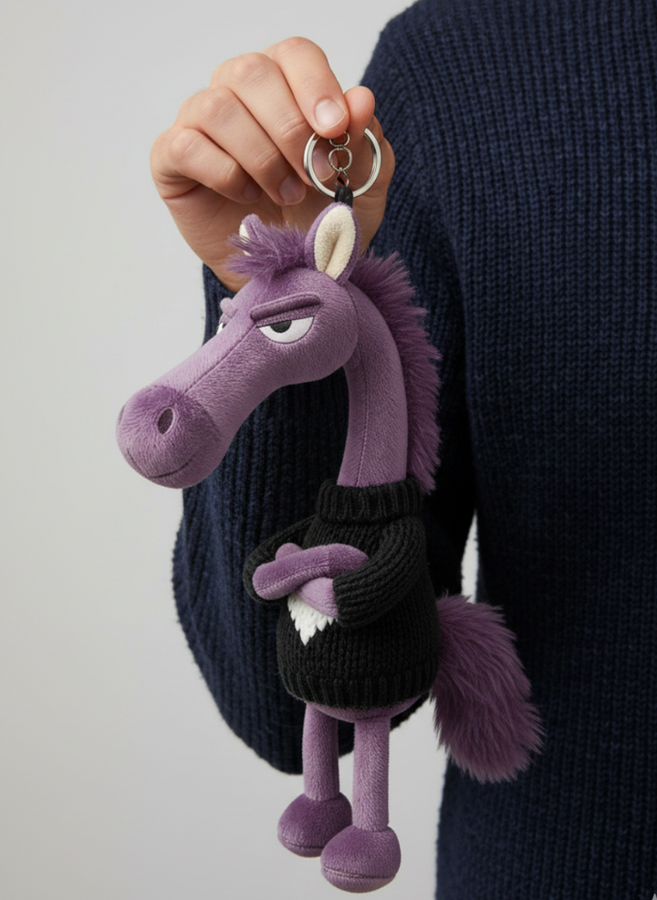 Cheeky Horse Purple & Black Keychain