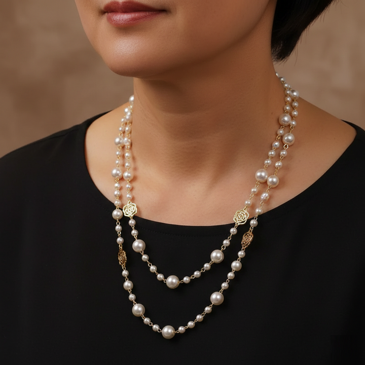 Elegant Pearl Gold Necklace