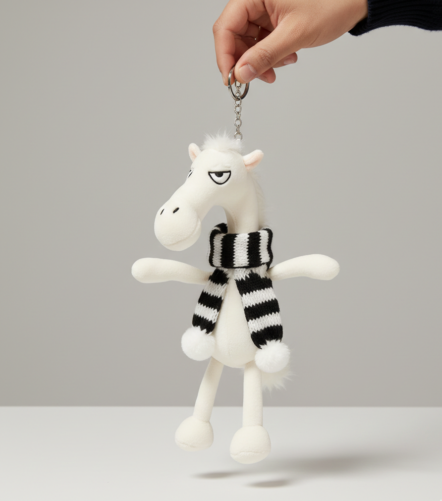 Cheeky Horse Black and White Keychain