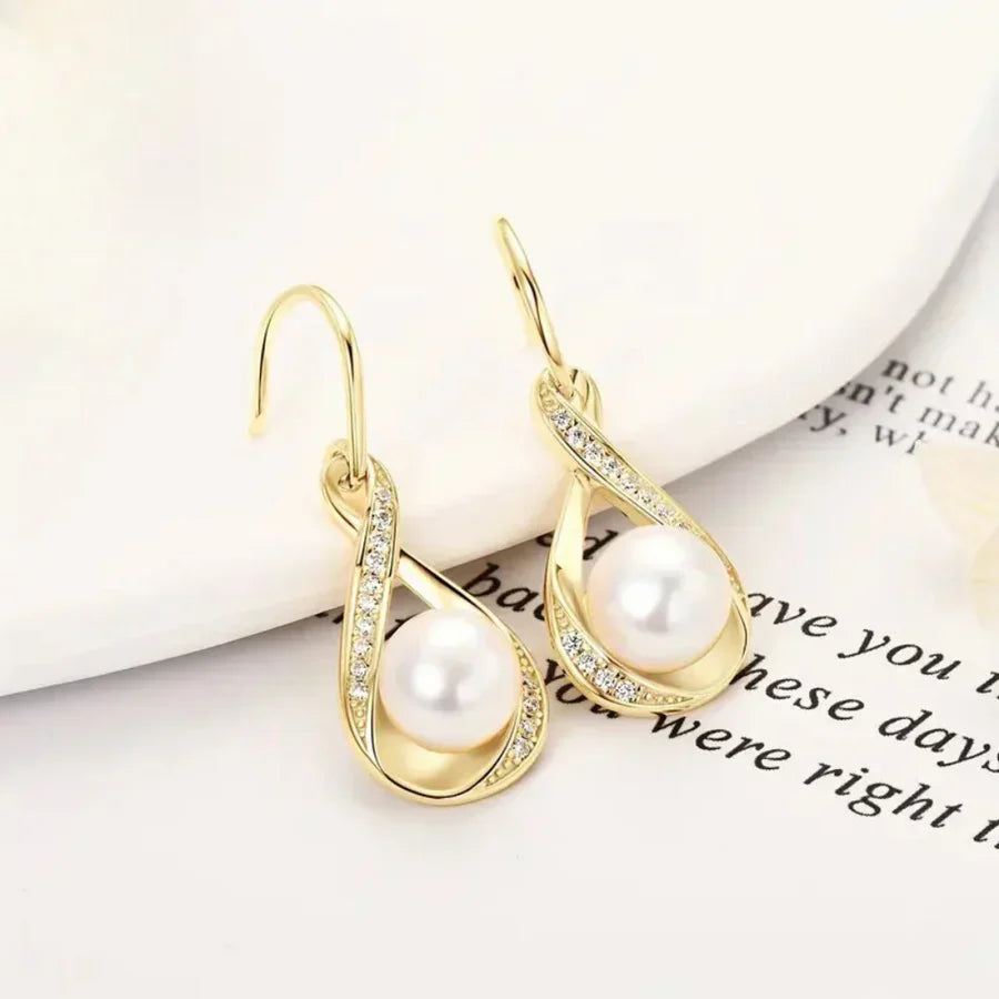 Elegant Gold Pearl Earrings