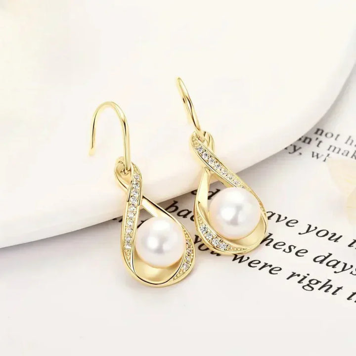 Elegant Gold Pearl Earrings