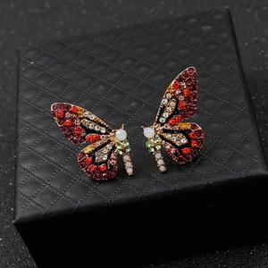 Colorful Butterfly Stud Earrings with Zirconia
