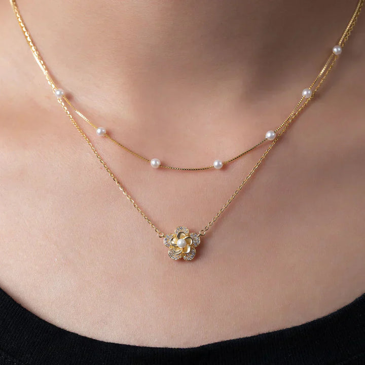 Double Layer Pearl Flower Collar