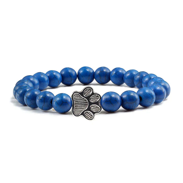 Paw Print Natural Stone Bead Bracelet