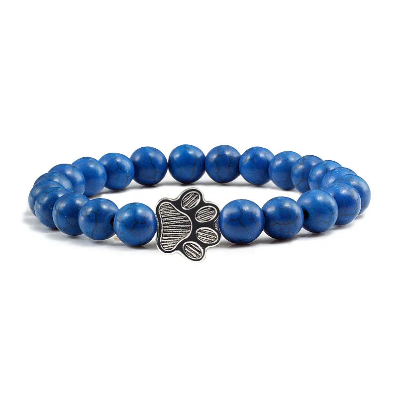 Natural Stone Bead Paw Bracelet