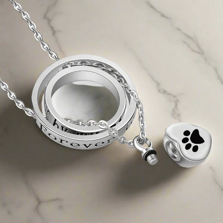Forever in My Heart Paw Urn Necklace – Stainless Steel