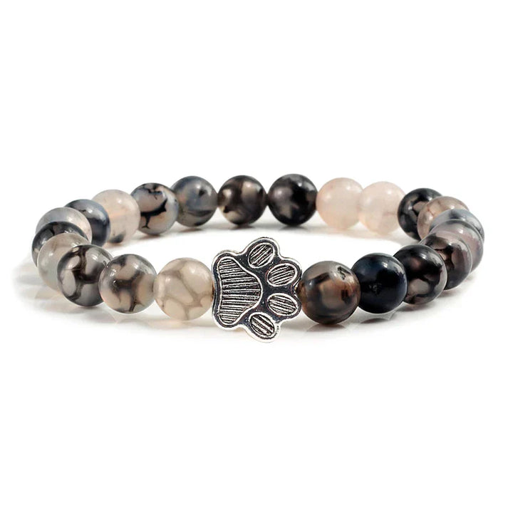 Natural Stone Bead Paw Bracelet