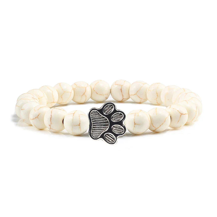 Paw Print Natural Stone Bead Bracelet
