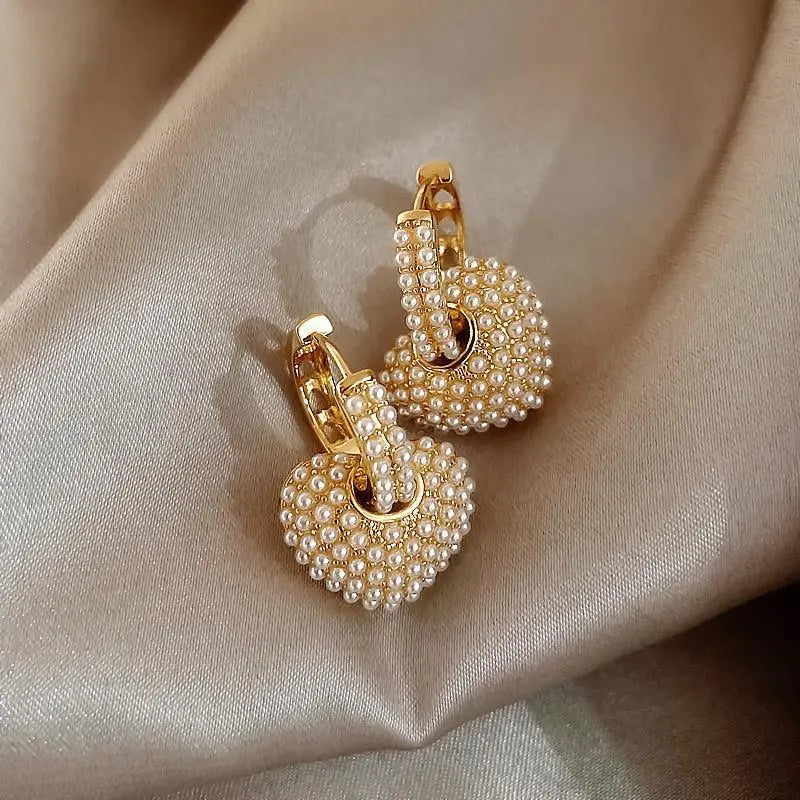 Gold Love Pearl Earrings