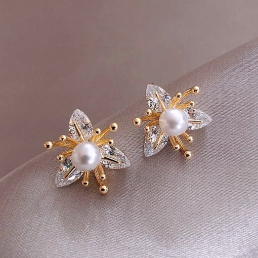 Floral Pearl & Crystal Earrings