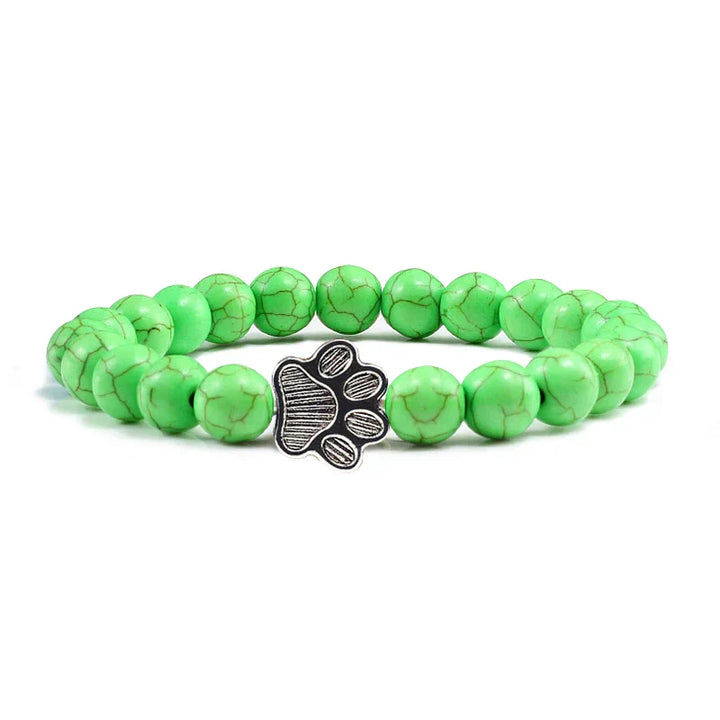 Natural Stone Bead Paw Bracelet