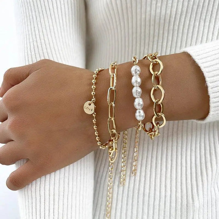 Pearl-Accented Gold Bracelets
