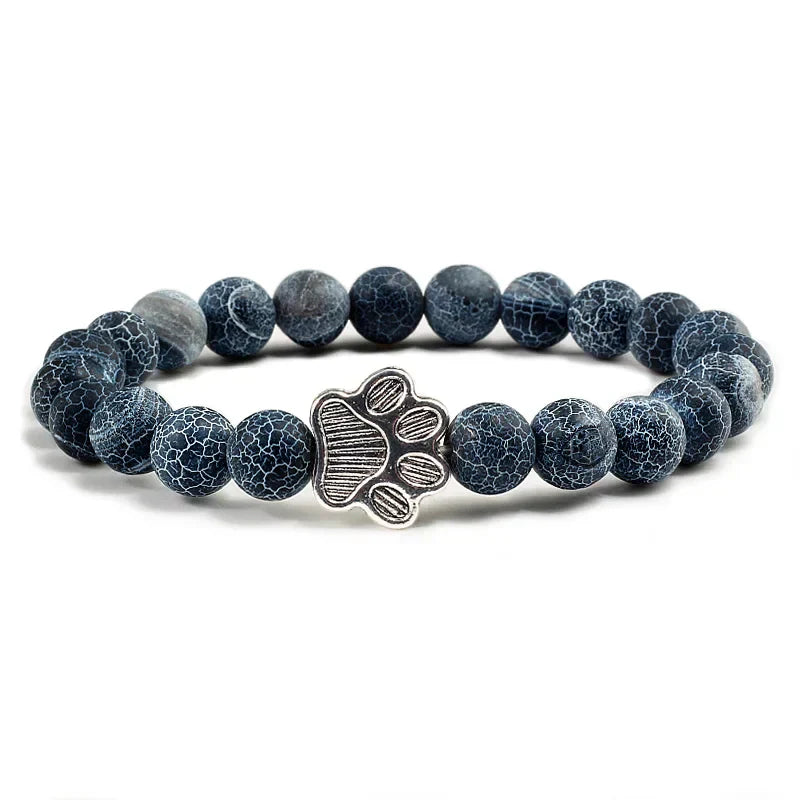 Natural Stone Bead Paw Bracelet