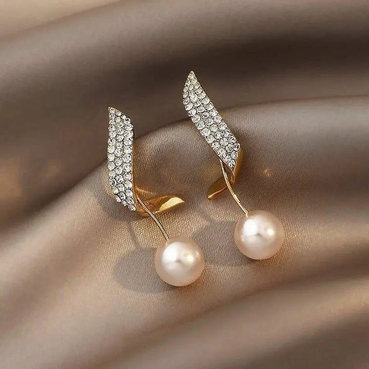 Pearl-Accented Gold Earrings