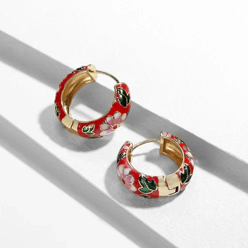 Elegant Black Floral Earrings