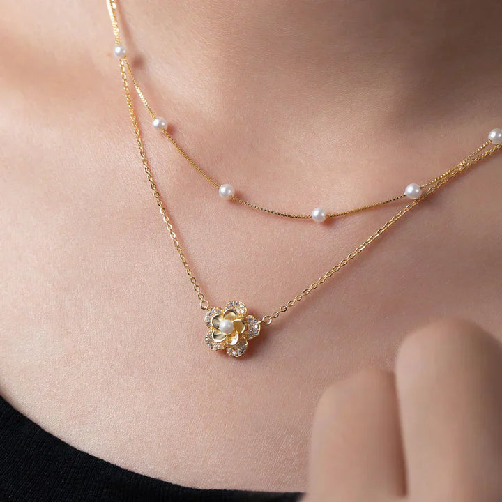 Double Layer Pearl Flower Collar
