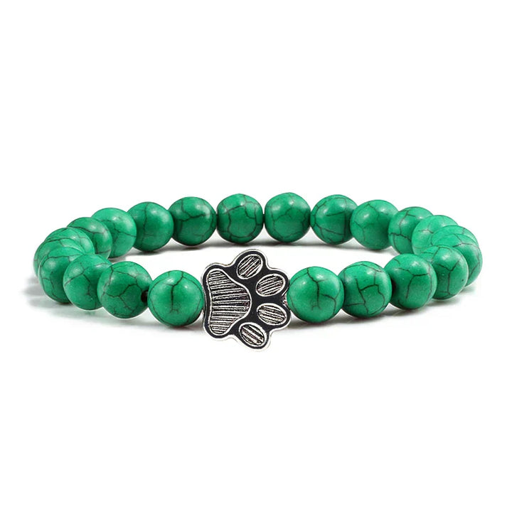 Paw Print Natural Stone Bead Bracelet