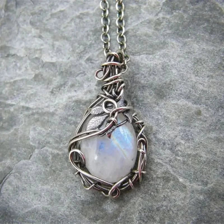 Moonstone Wire Pendant Necklace