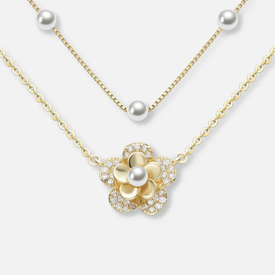 Double Layer Pearl Flower Collar