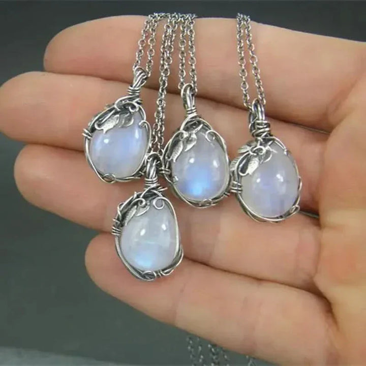 Moonstone Wire Pendant Necklace