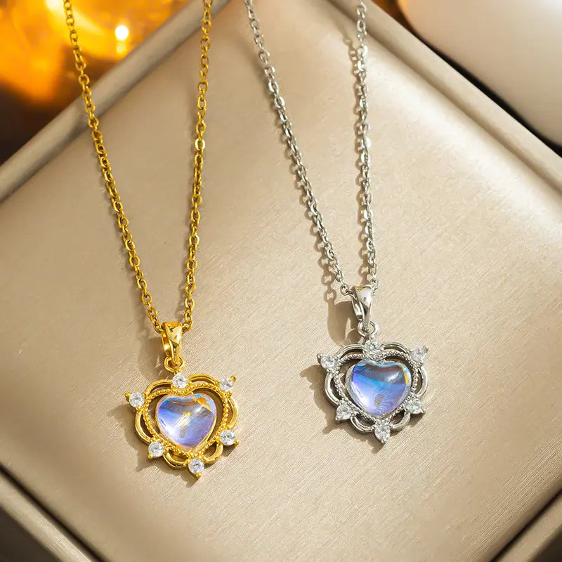 Heart-Shaped Moonstone Necklace