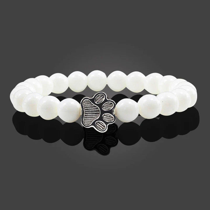 Paw Print Natural Stone Bead Bracelet