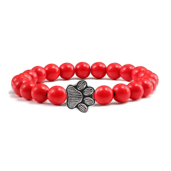 Natural Stone Bead Paw Bracelet