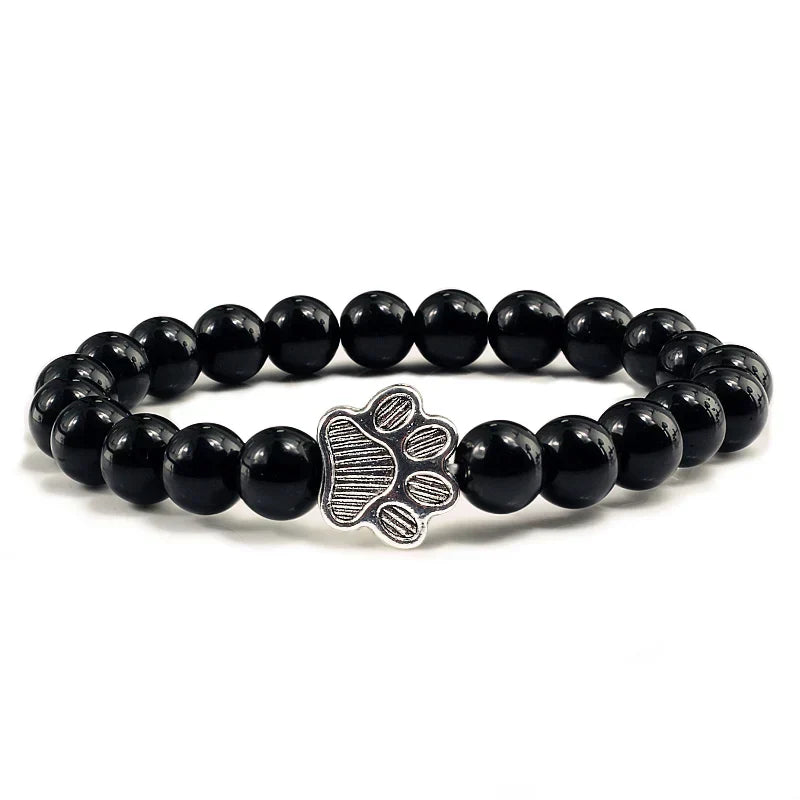 Natural Stone Bead Paw Bracelet