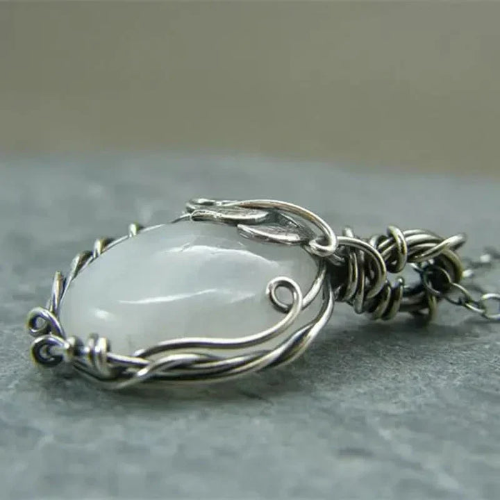Moonstone Wire Pendant Necklace