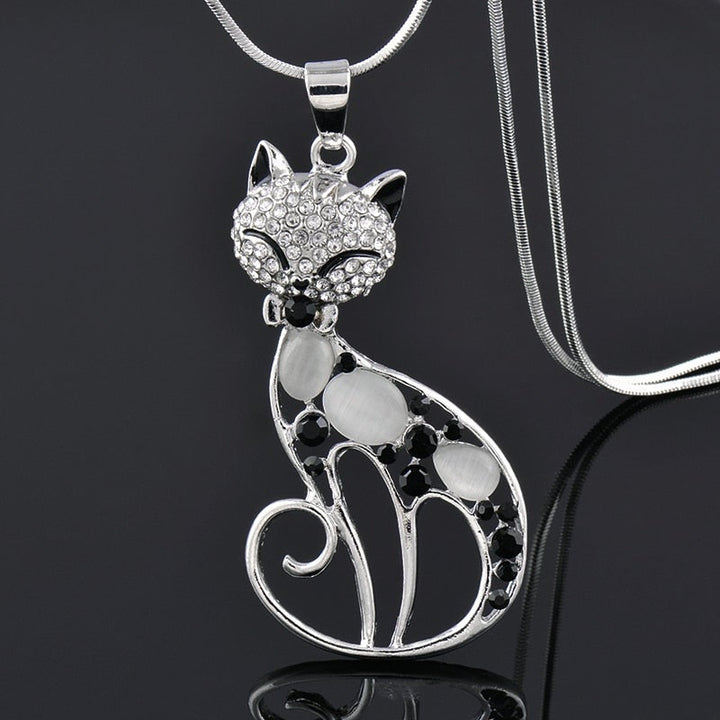 Silver Love Kittens Collar with Cubic Zirconia