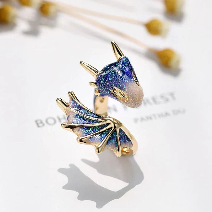 Adjustable Hand-Painted Enamel Dragon Ring