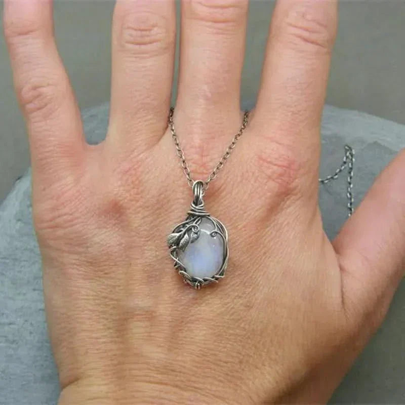 Moonstone Wire Pendant Necklace