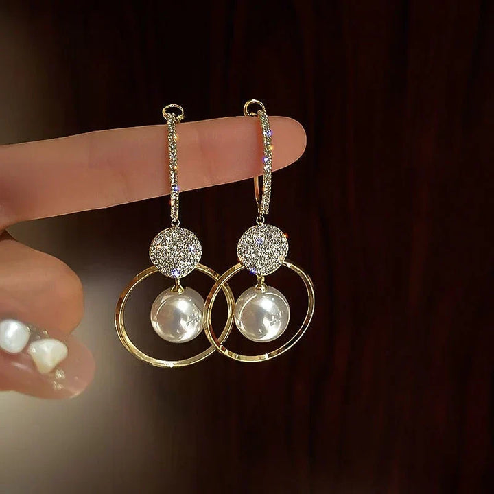 Luxurious Cultured Pearl and Zirconia Earrings