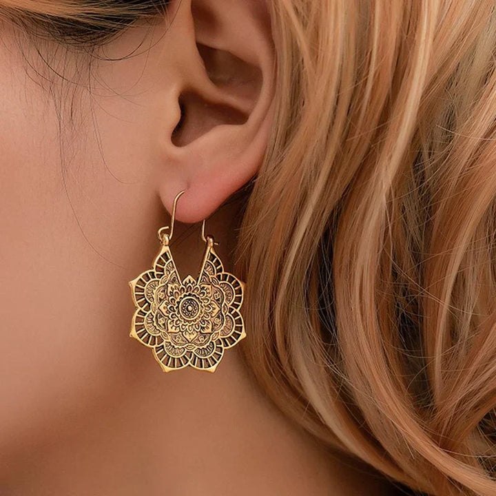 Lotus Mandala Earrings" can be rewritten as "Lotus Mandala Drop Earrings.