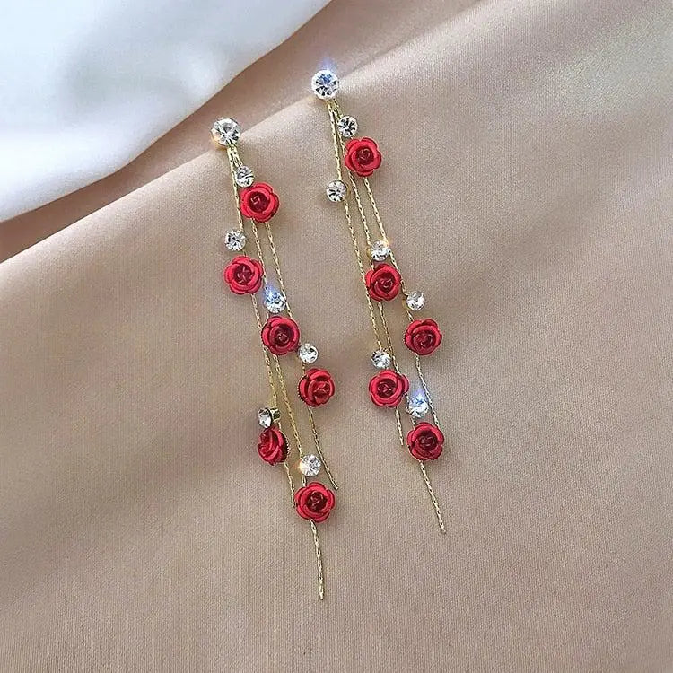 Elegant Rose Cascade Earrings