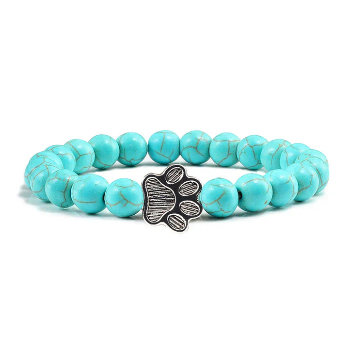 Natural Stone Bead Paw Bracelet