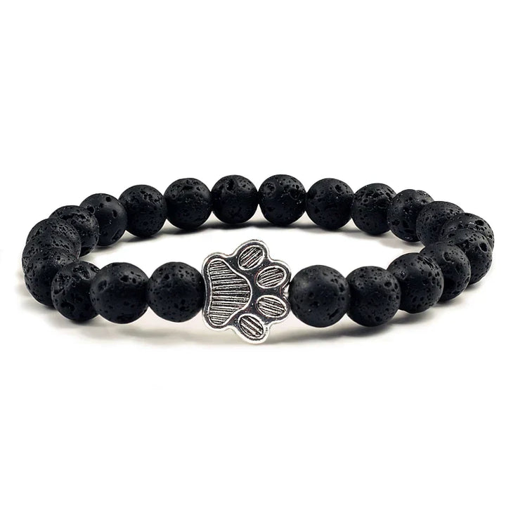 Natural Stone Bead Paw Bracelet