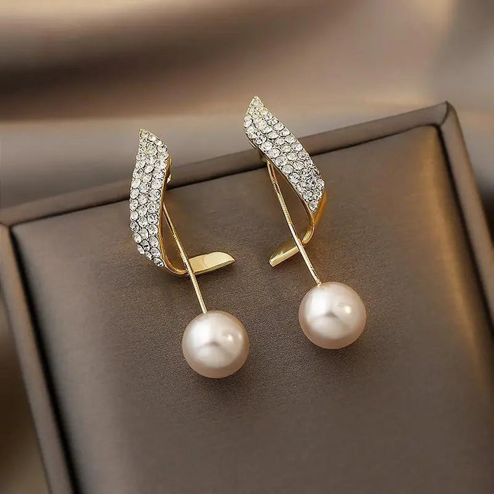 Pearl-Accented Gold Earrings