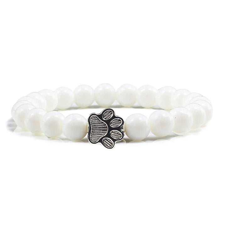 Paw Print Natural Stone Bead Bracelet