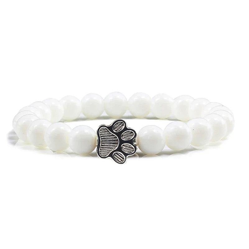 Natural Stone Bead Paw Bracelet
